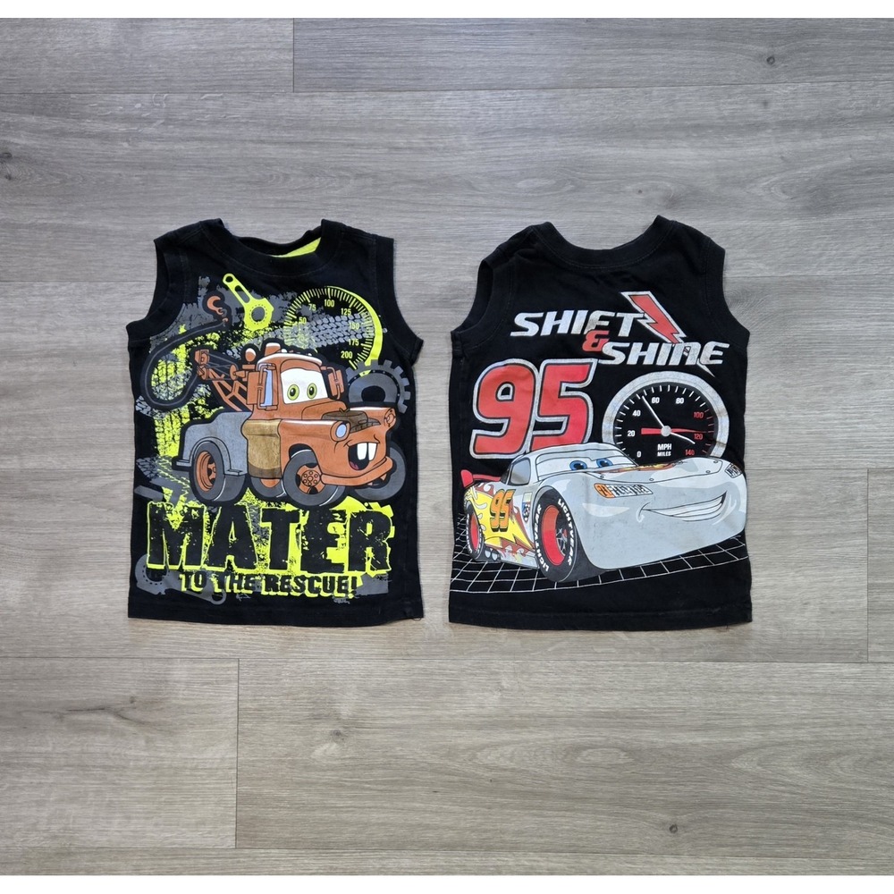 Disney Pixar Cars 2 PK T-shirt Set Sleeveless Size 4T